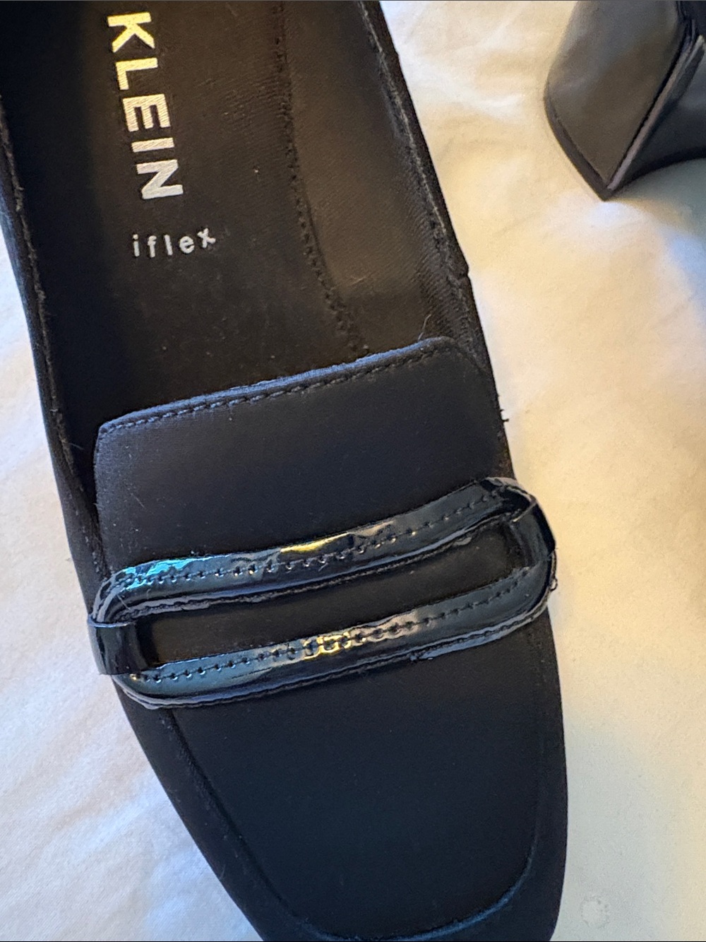 Anne Klein “I flex” Black Square-Toe Loafers with Decorative Buckle - Picture 11 of 12